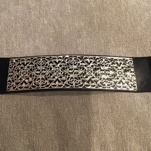 Elegant Bebe Black and Gold Women's Belt